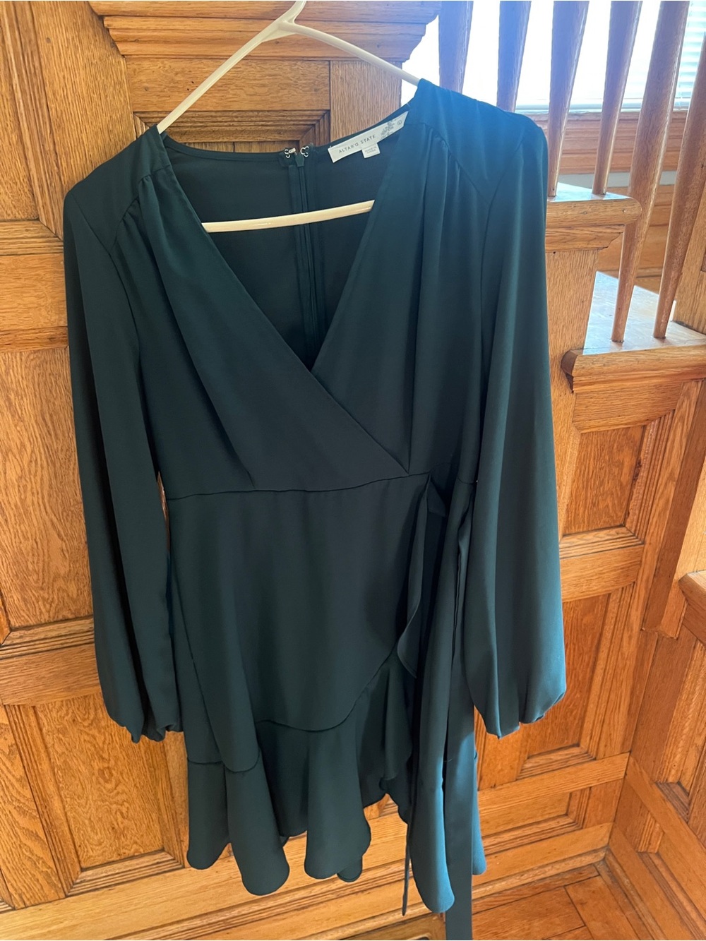 Aritzia Altar’d State State Deep Green Wrap-Style Long Sleeve Tunic